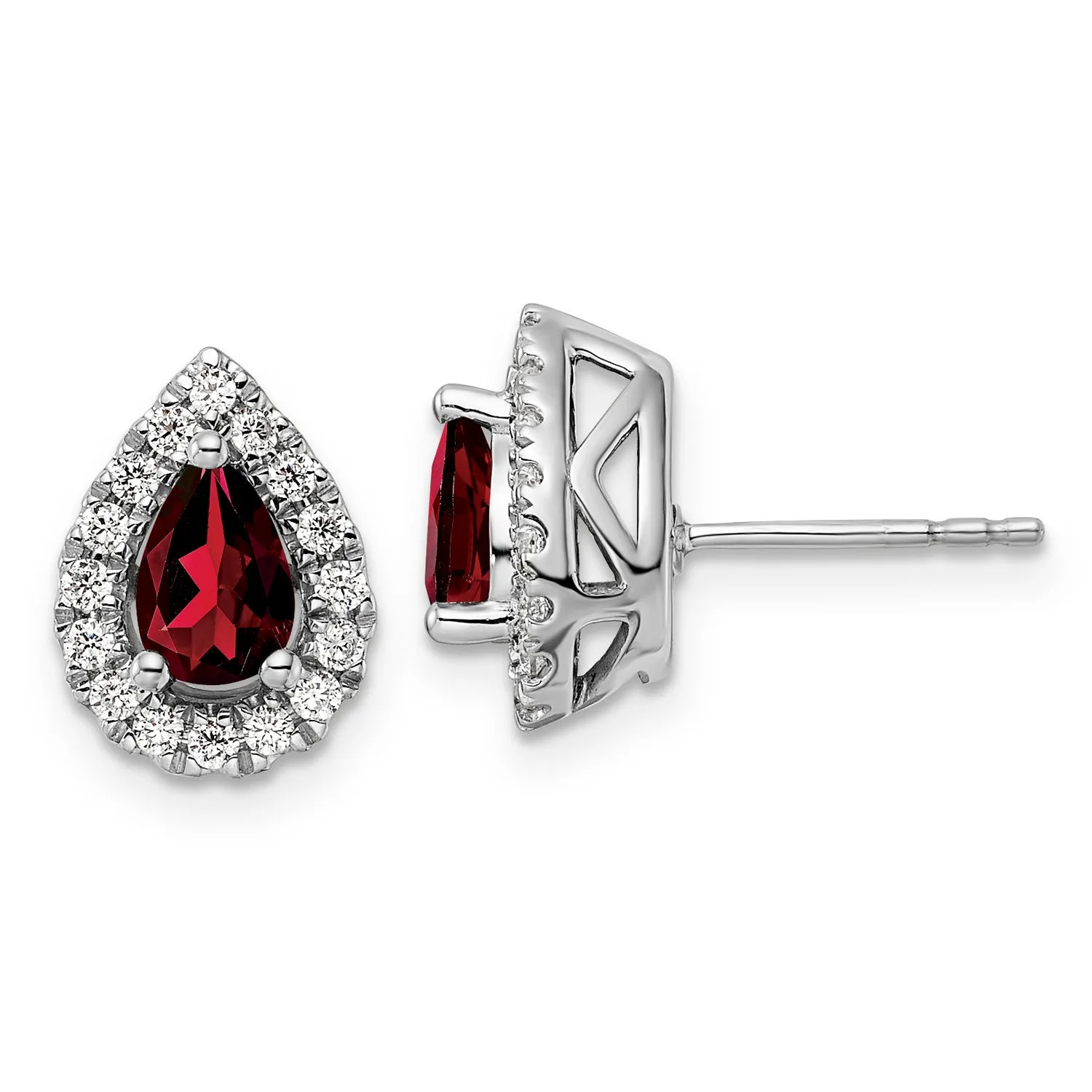 Ruby Diamond Halo Earrings