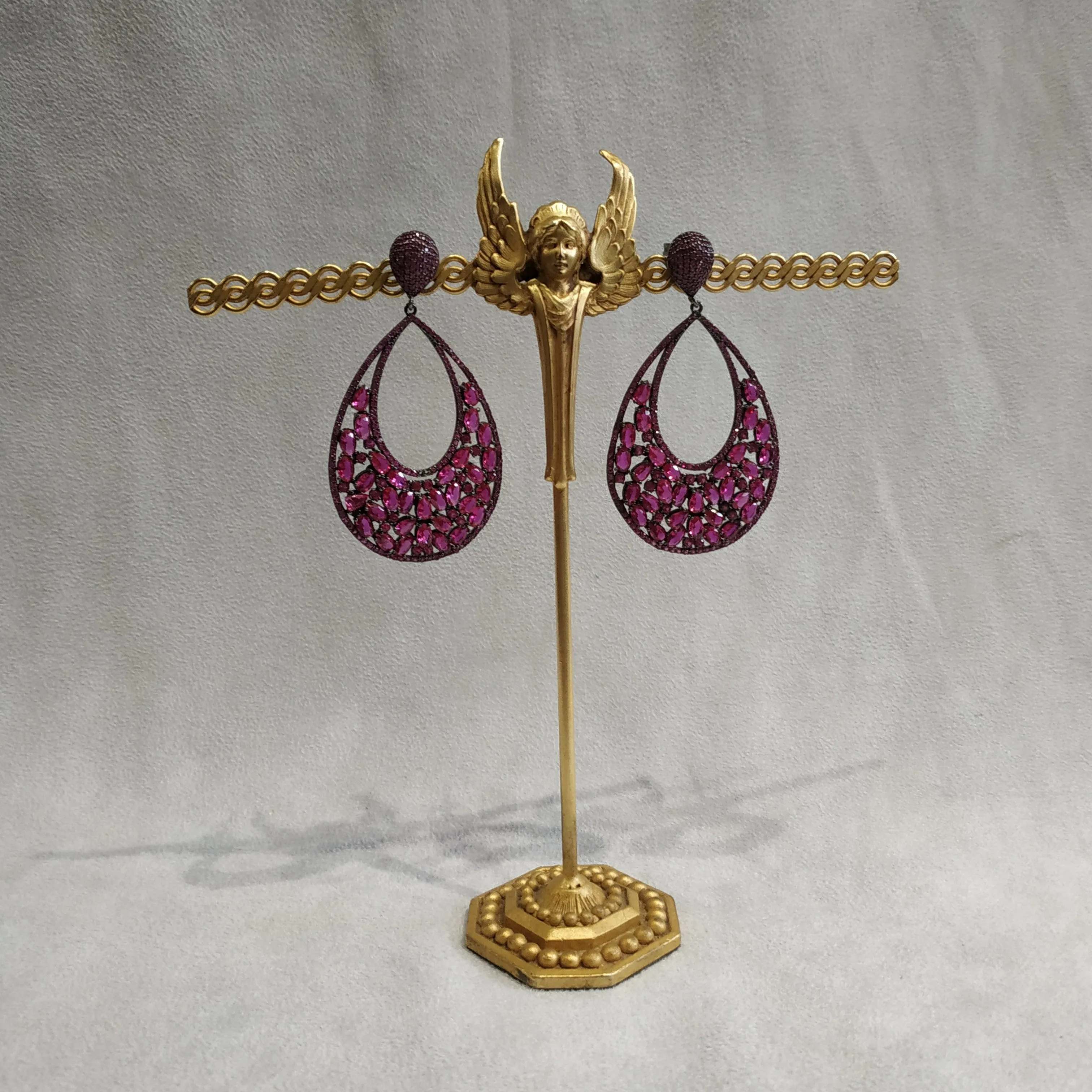 Ruby Pink Crystal Drop Clip On Earrings by JCM