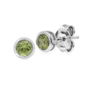 Runde Peridot Ohrstecker in Sterling Silber