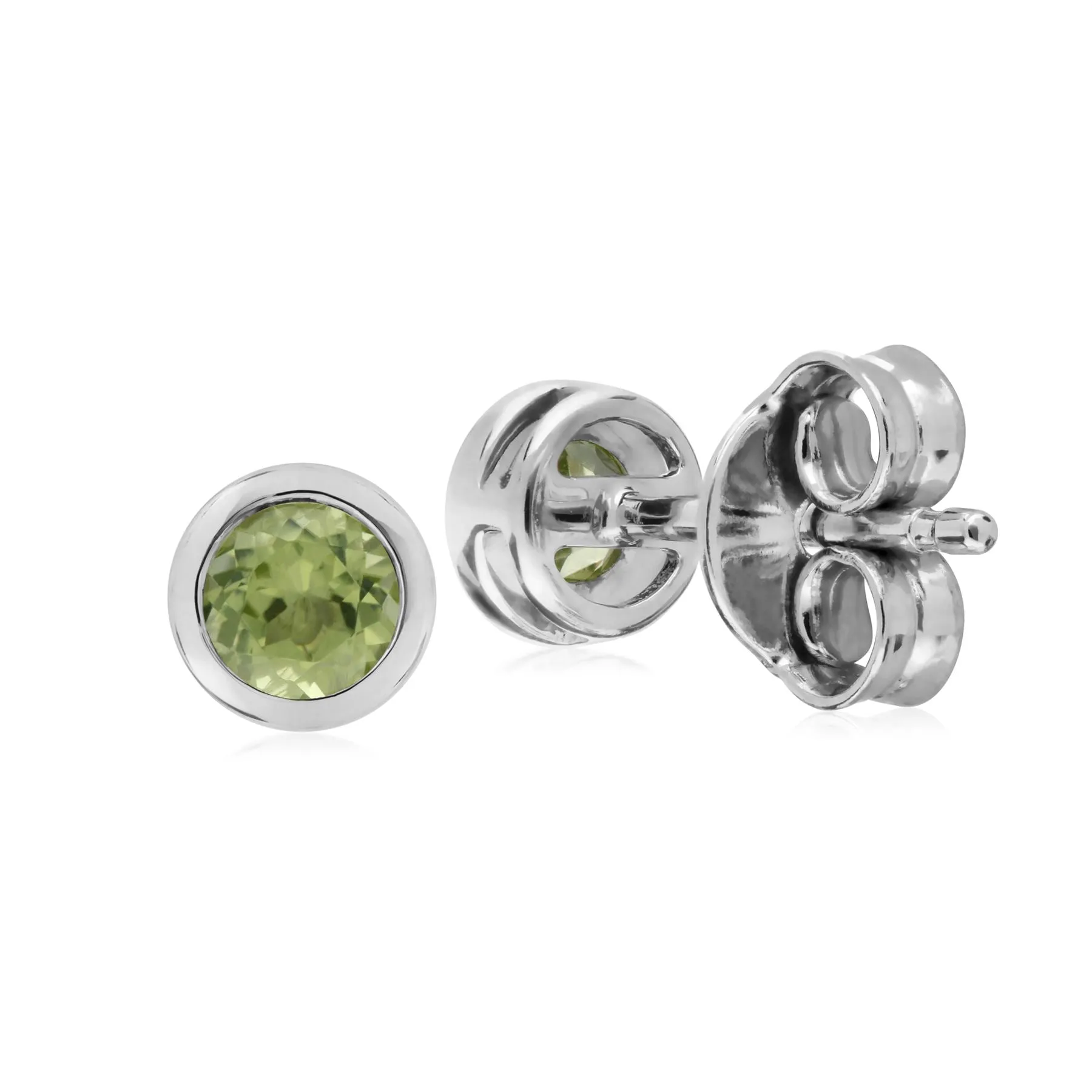 Runde Peridot Ohrstecker in Sterling Silber