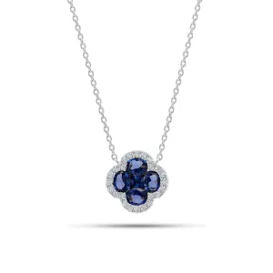 Sapphire & Diamond Clover Pendant Necklace