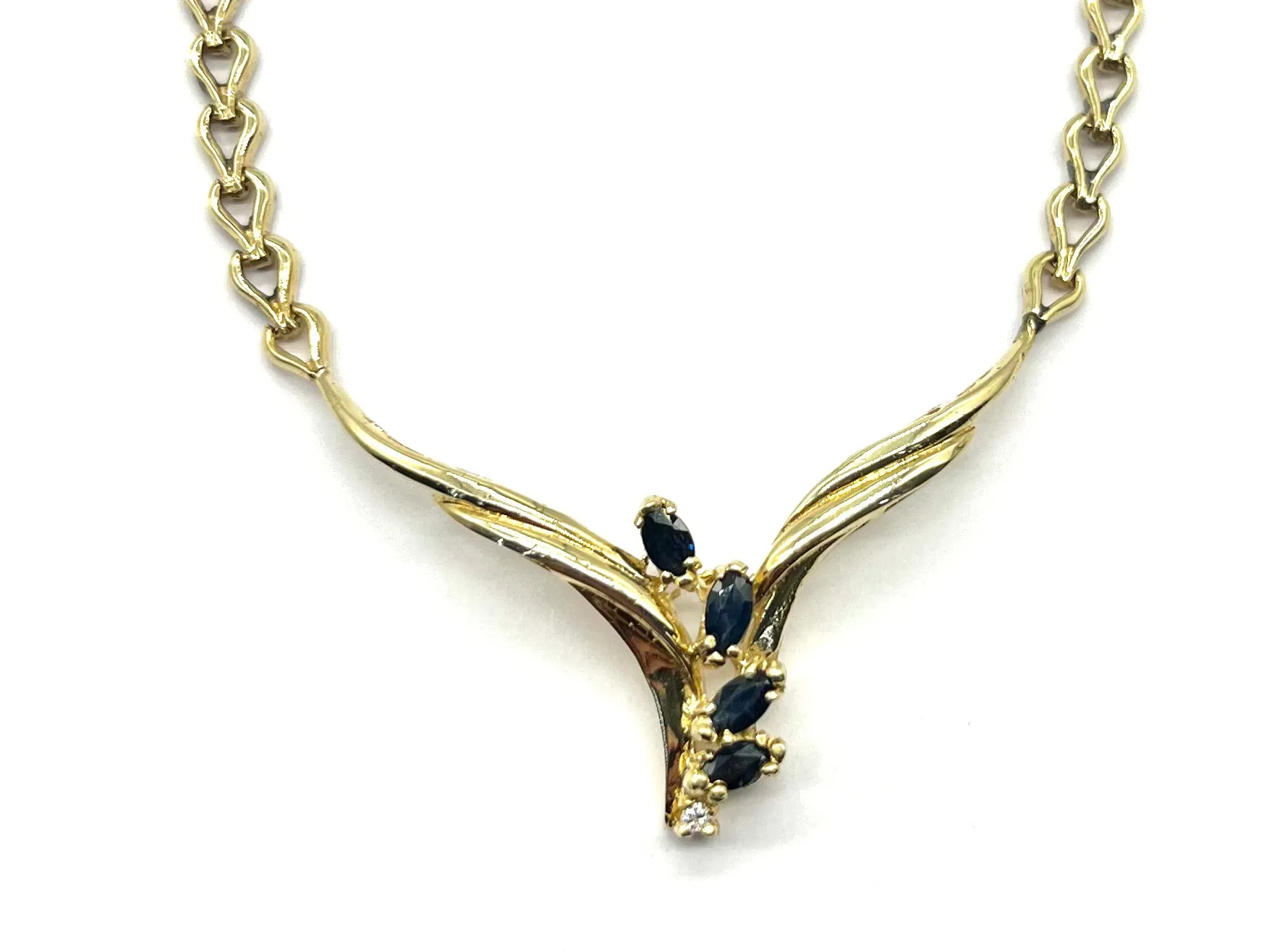 Sapphire and Diamond Station Necklace