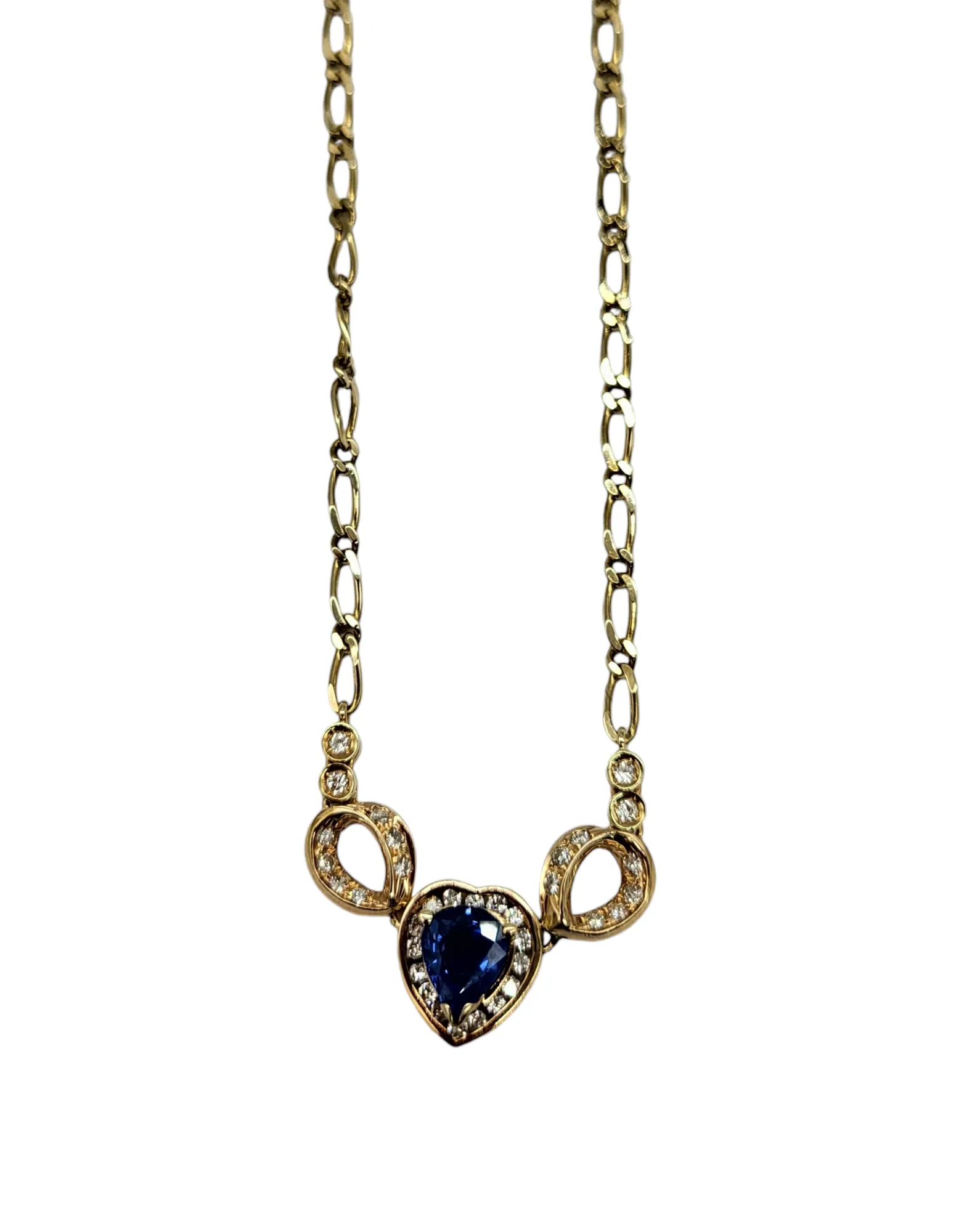 Sapphire and Diamond Stationary Necklace