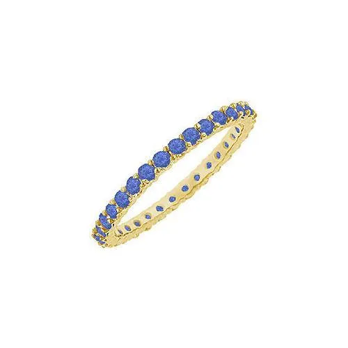 Sapphire Eternity Bangle : 14K Yellow Gold - 10.00 CT TGW