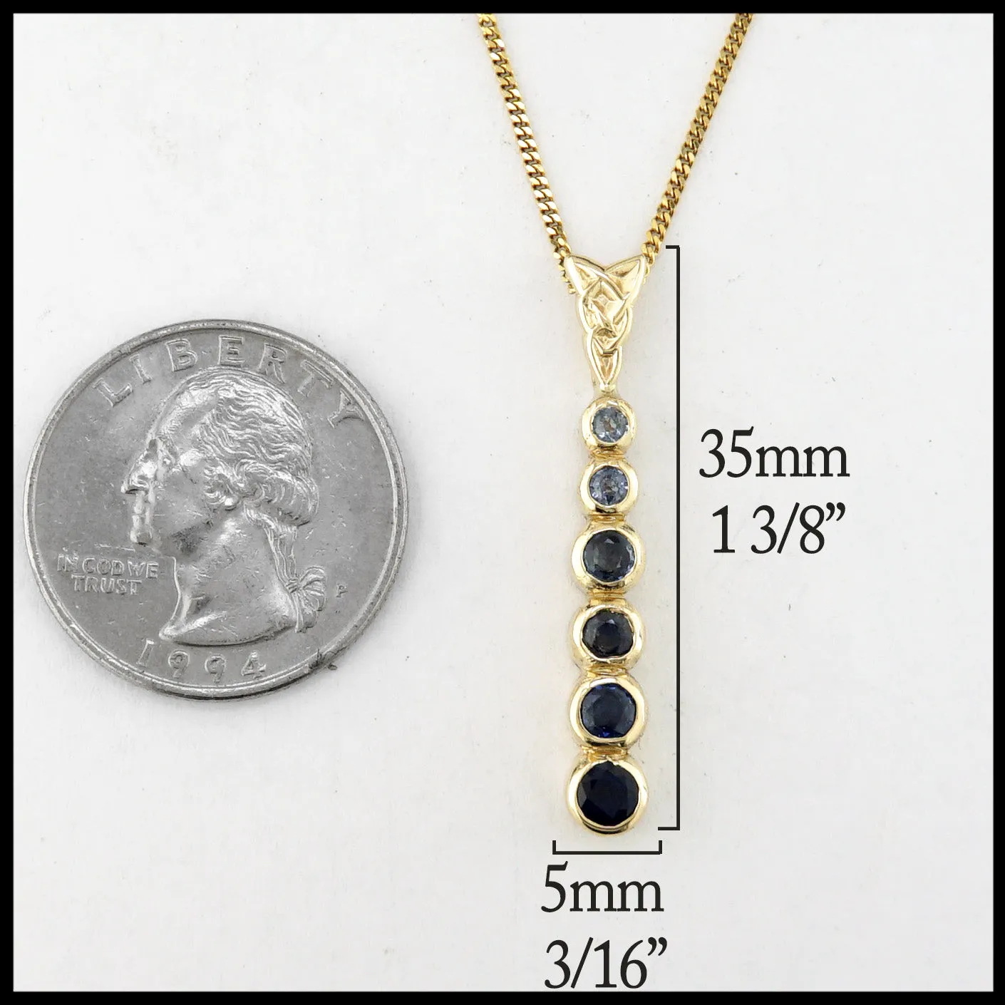 Sapphire Ombre Pendant in Gold