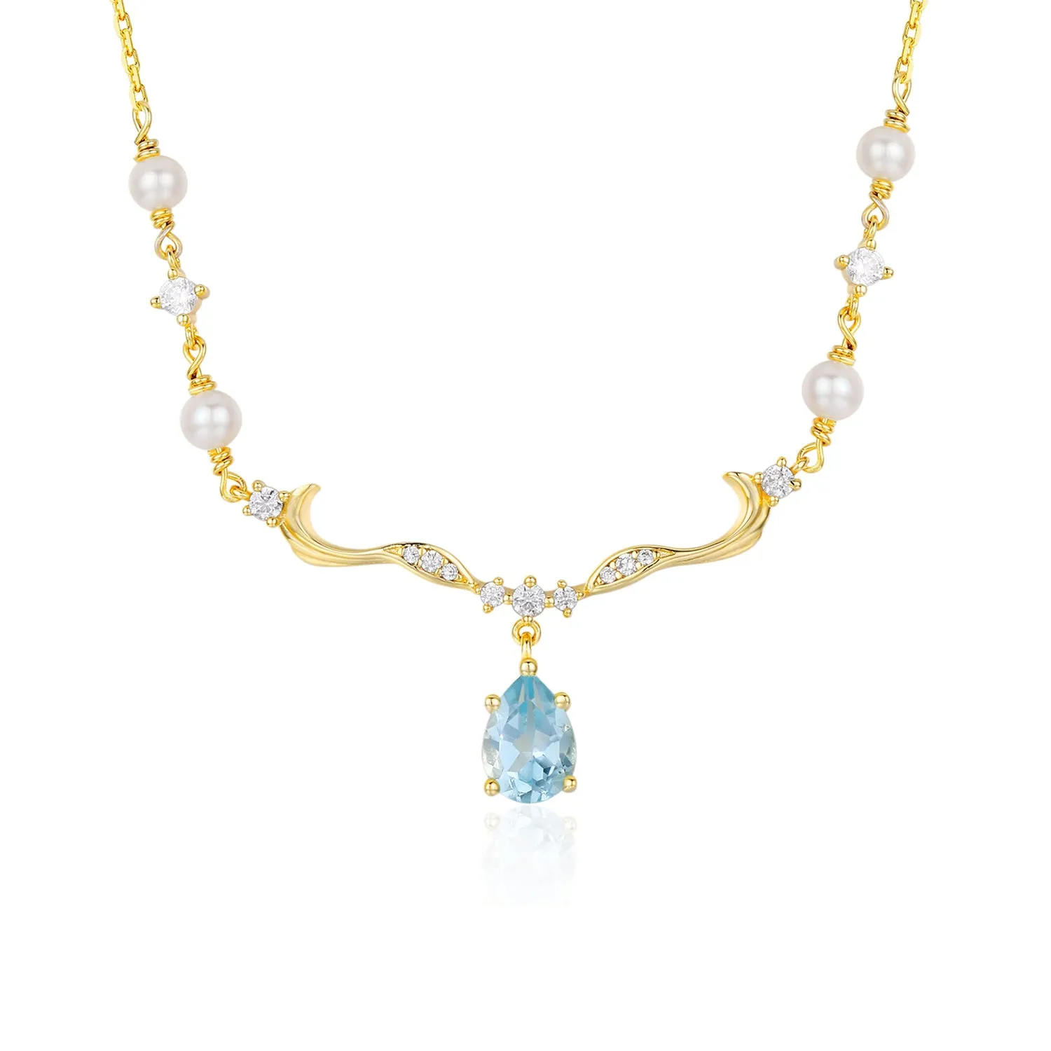 Seabreeze Serenity Blue Topaz Necklace (Yellow Gold)