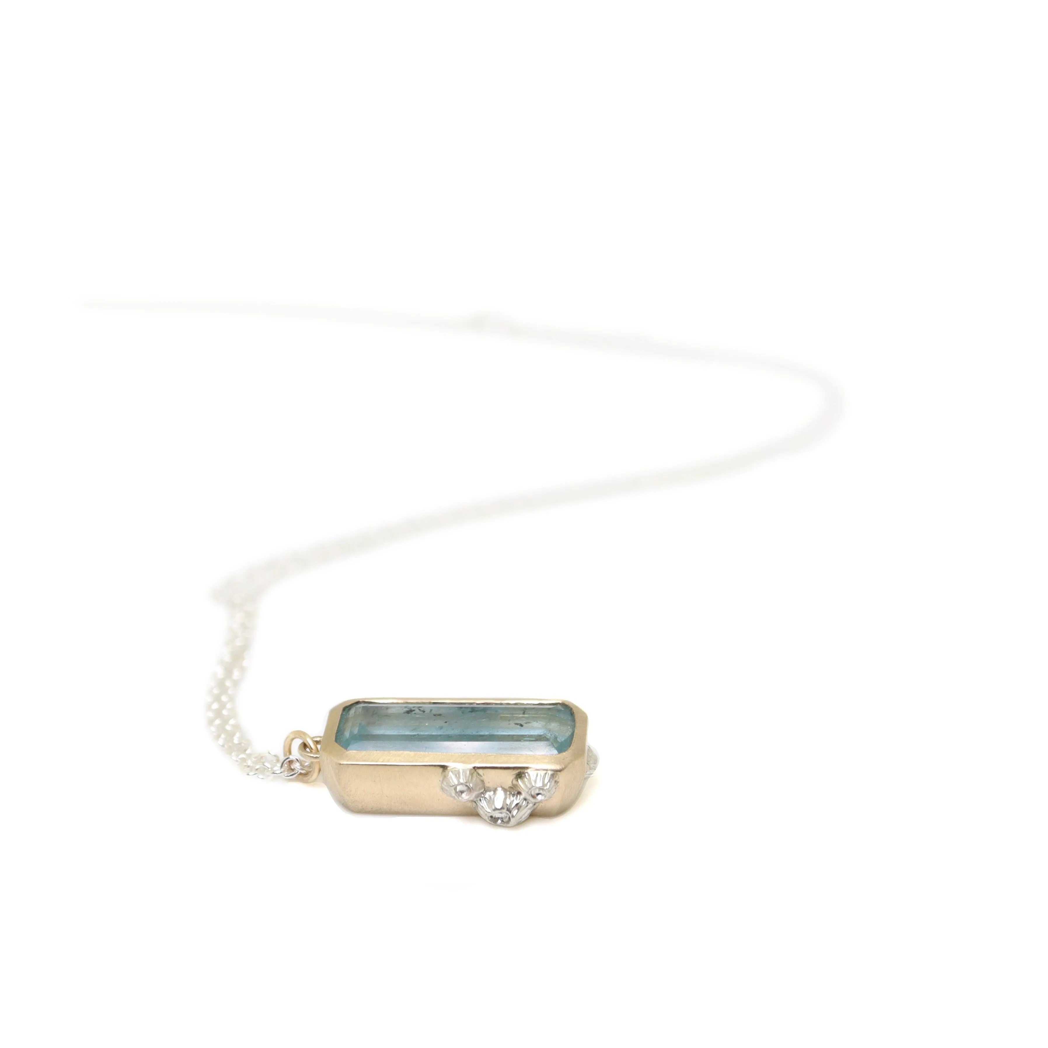 Seawater Aperture Aquamarine Ruthie B. Necklace with Barnacles