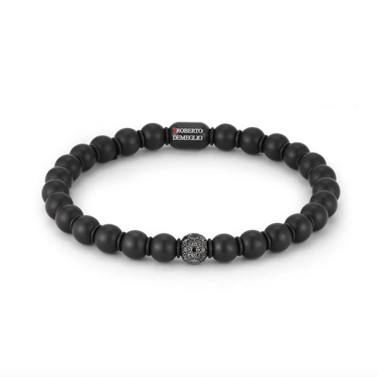 Sfera Matte Black Beaded Stretch Bracelet