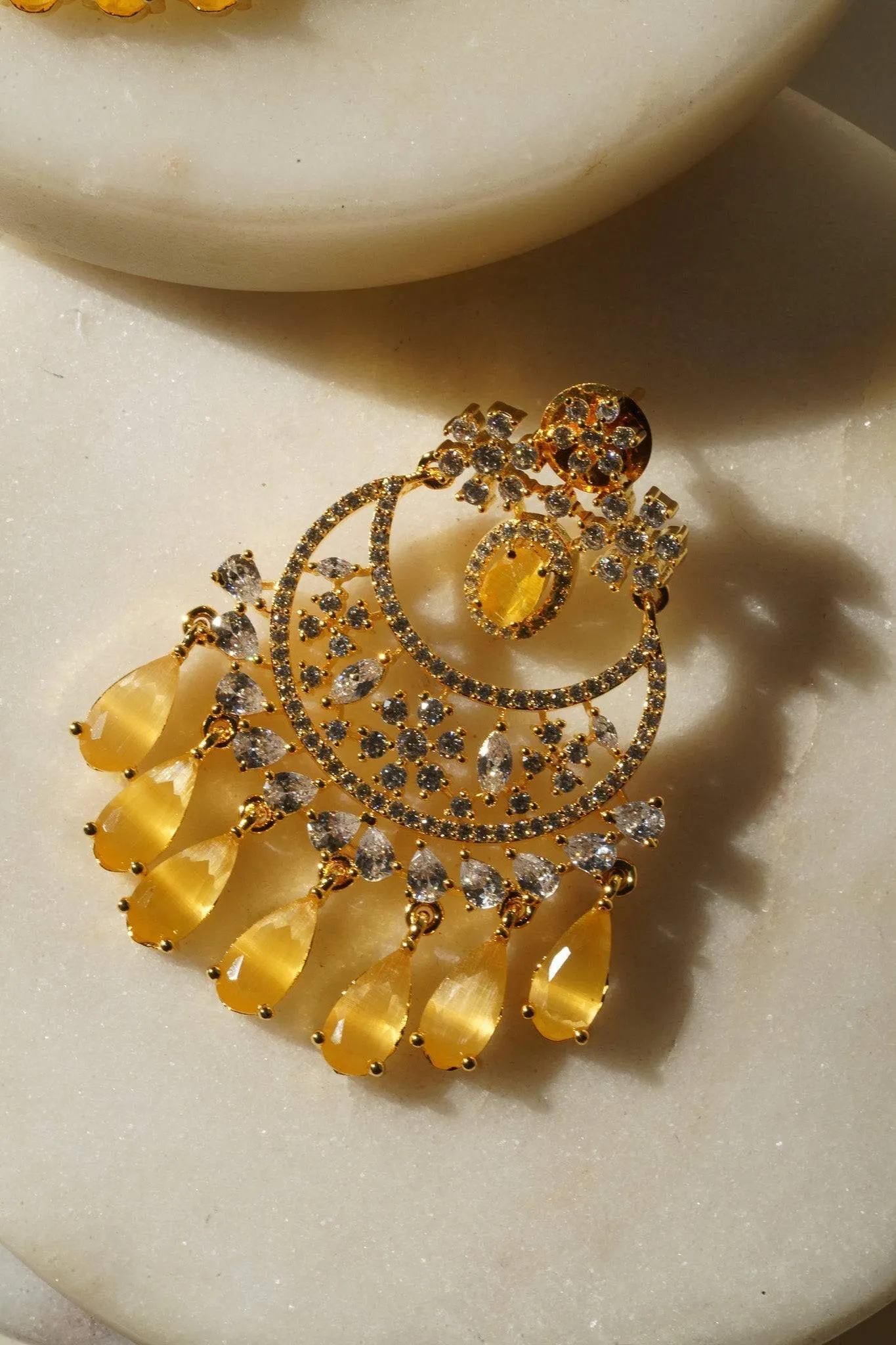 Shaina - Gold AD Chandbali Earrings