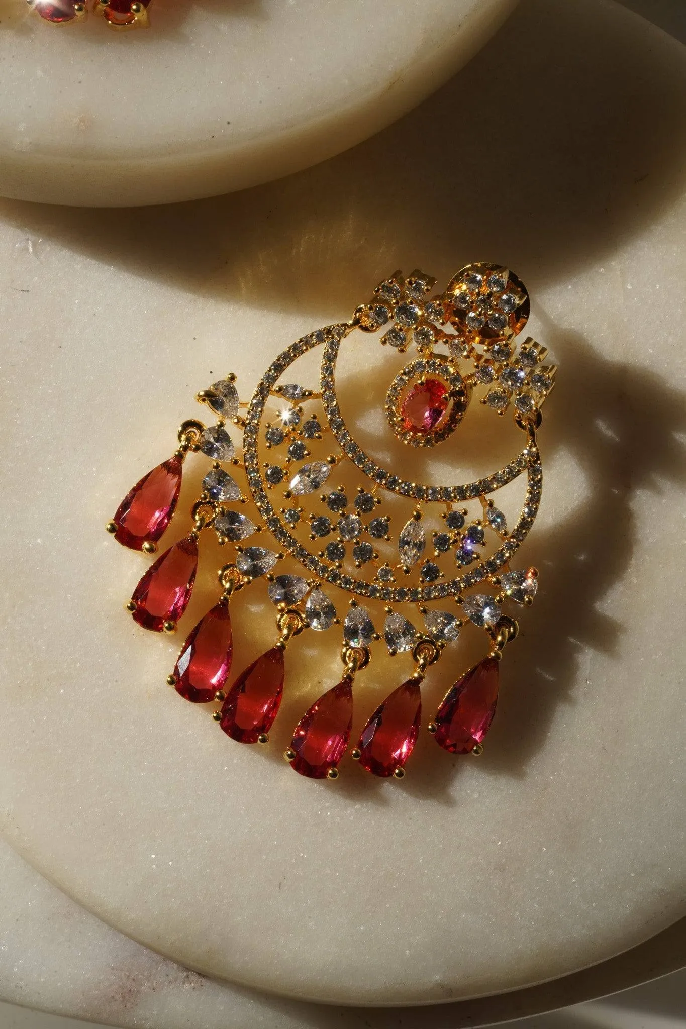 Shaina - Gold AD Chandbali Earrings
