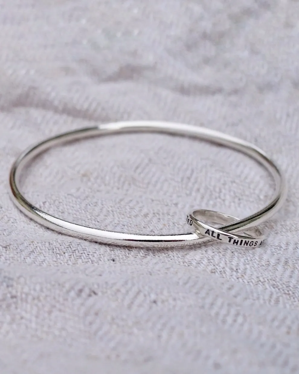 Silver Bangle with Ring Charm