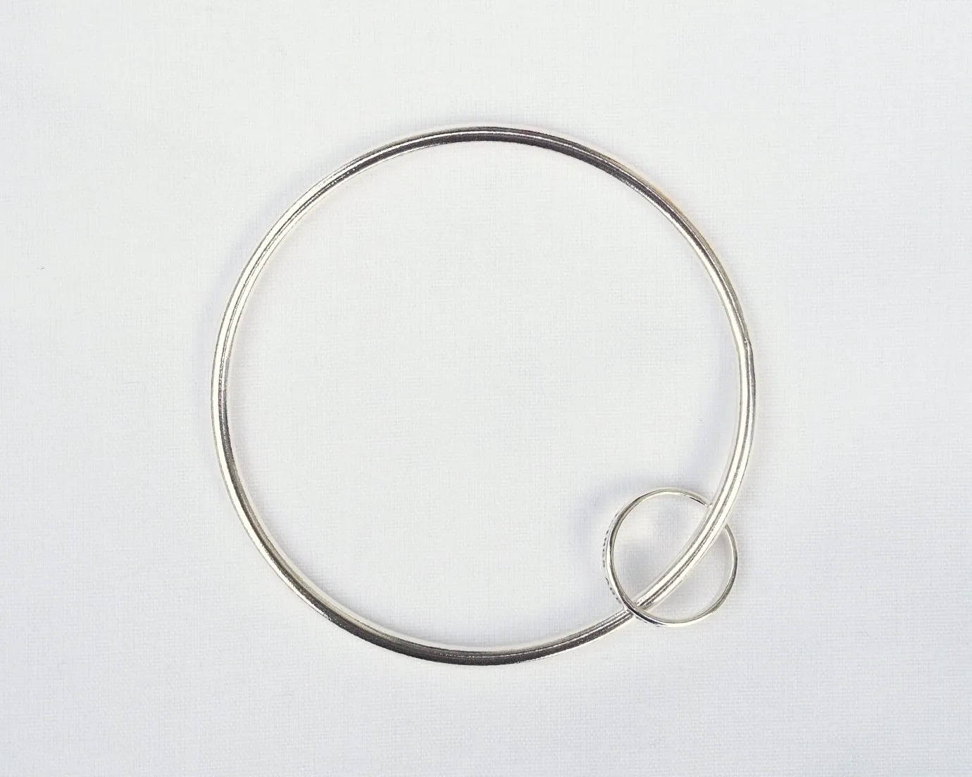 Silver Bangle with Ring Charm