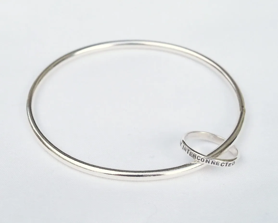 Silver Bangle with Ring Charm