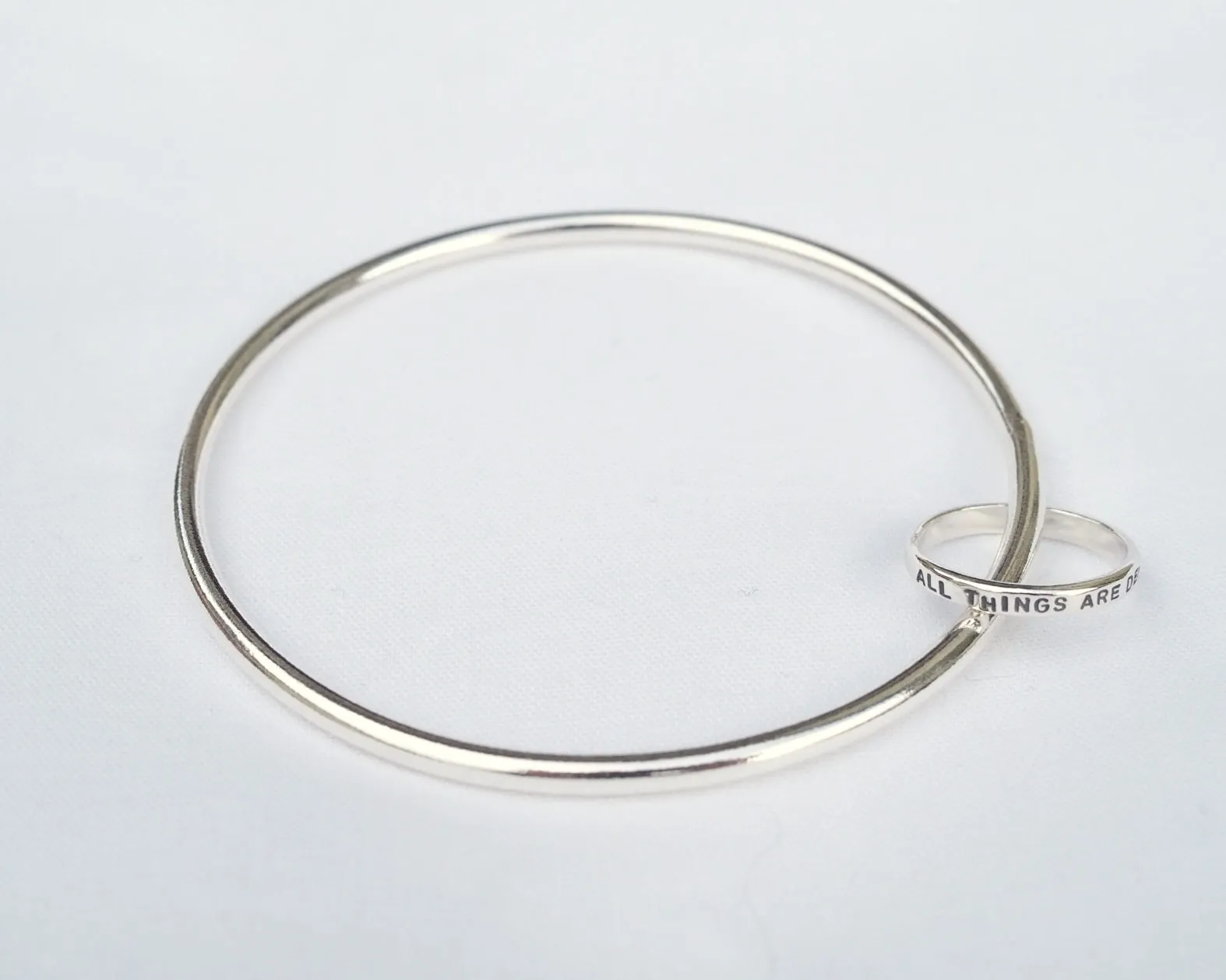 Silver Bangle with Ring Charm