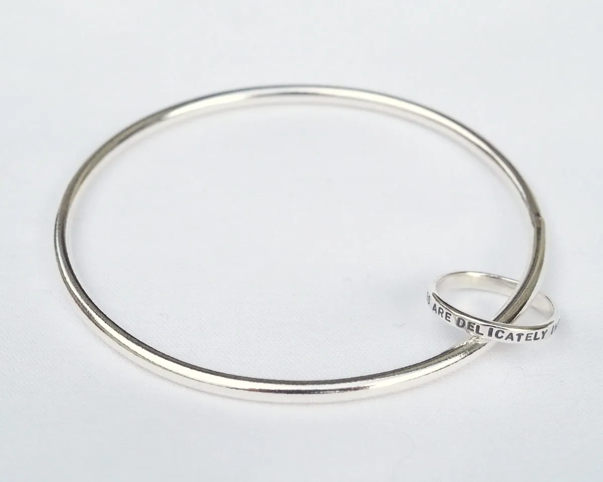 Silver Bangle with Ring Charm