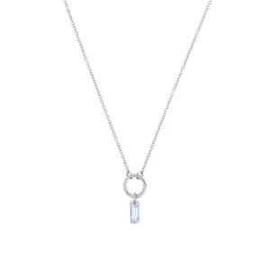 Silver Blue Topaz Baguette Necklace