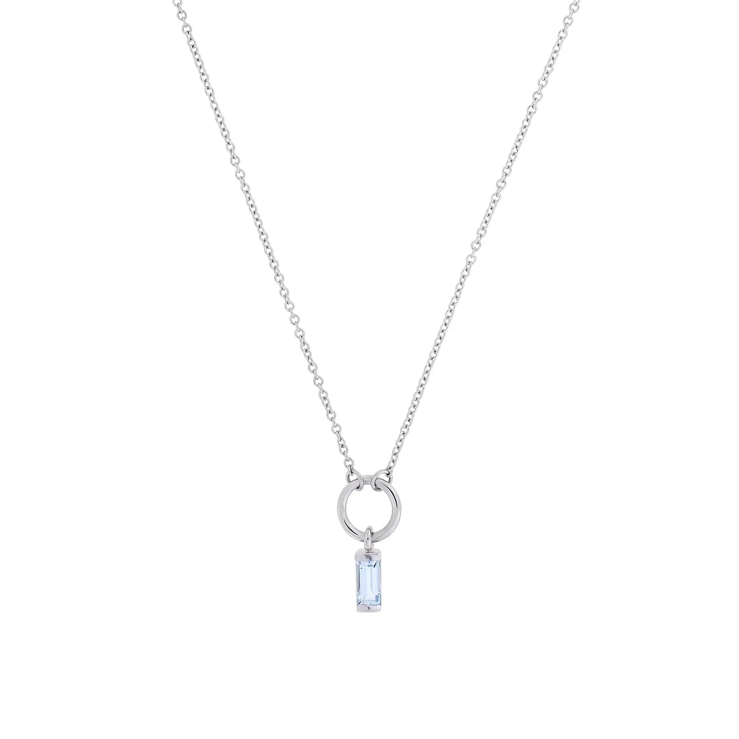 Silver Blue Topaz Baguette Necklace