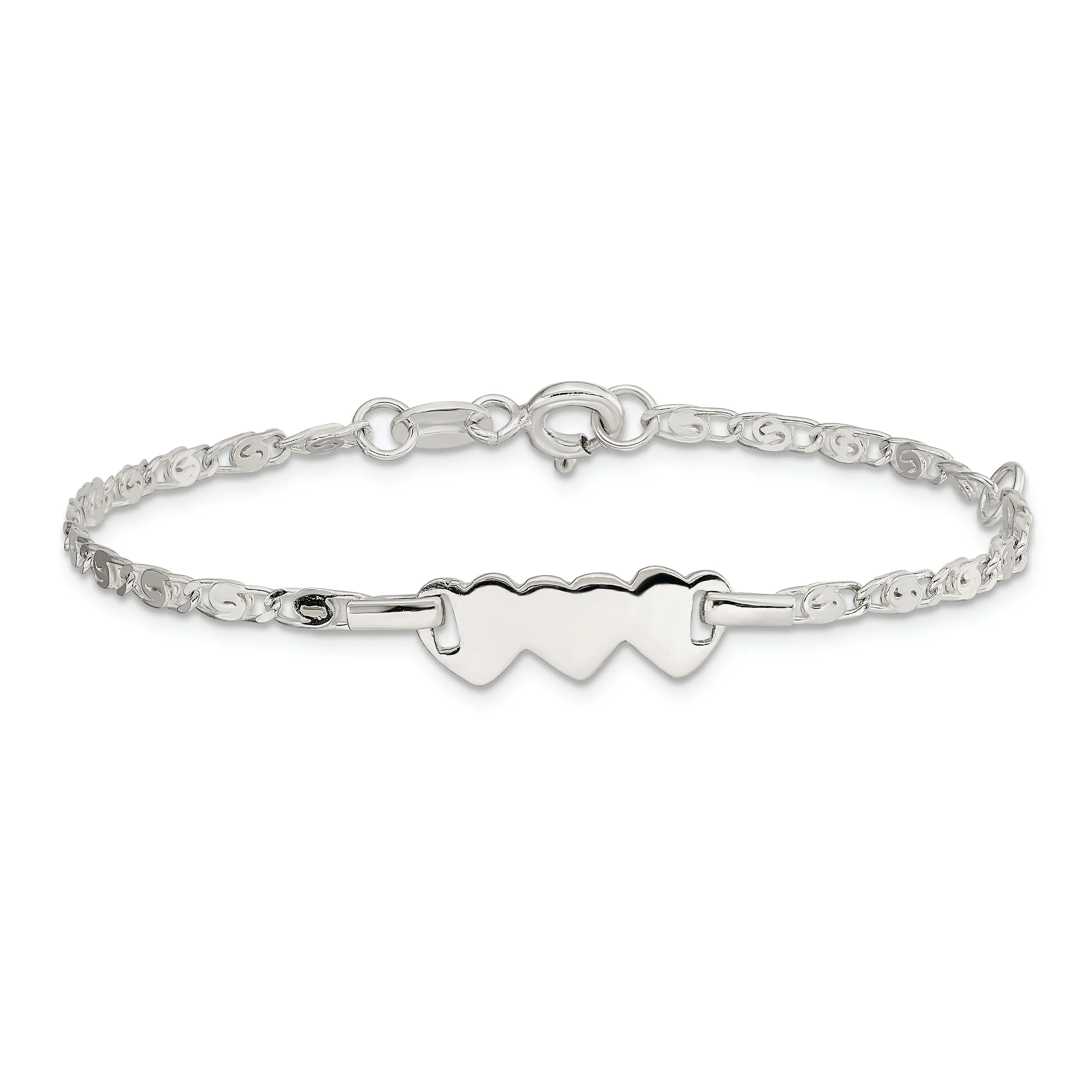 Silver Heart Baby Engraveable ID Bracelet