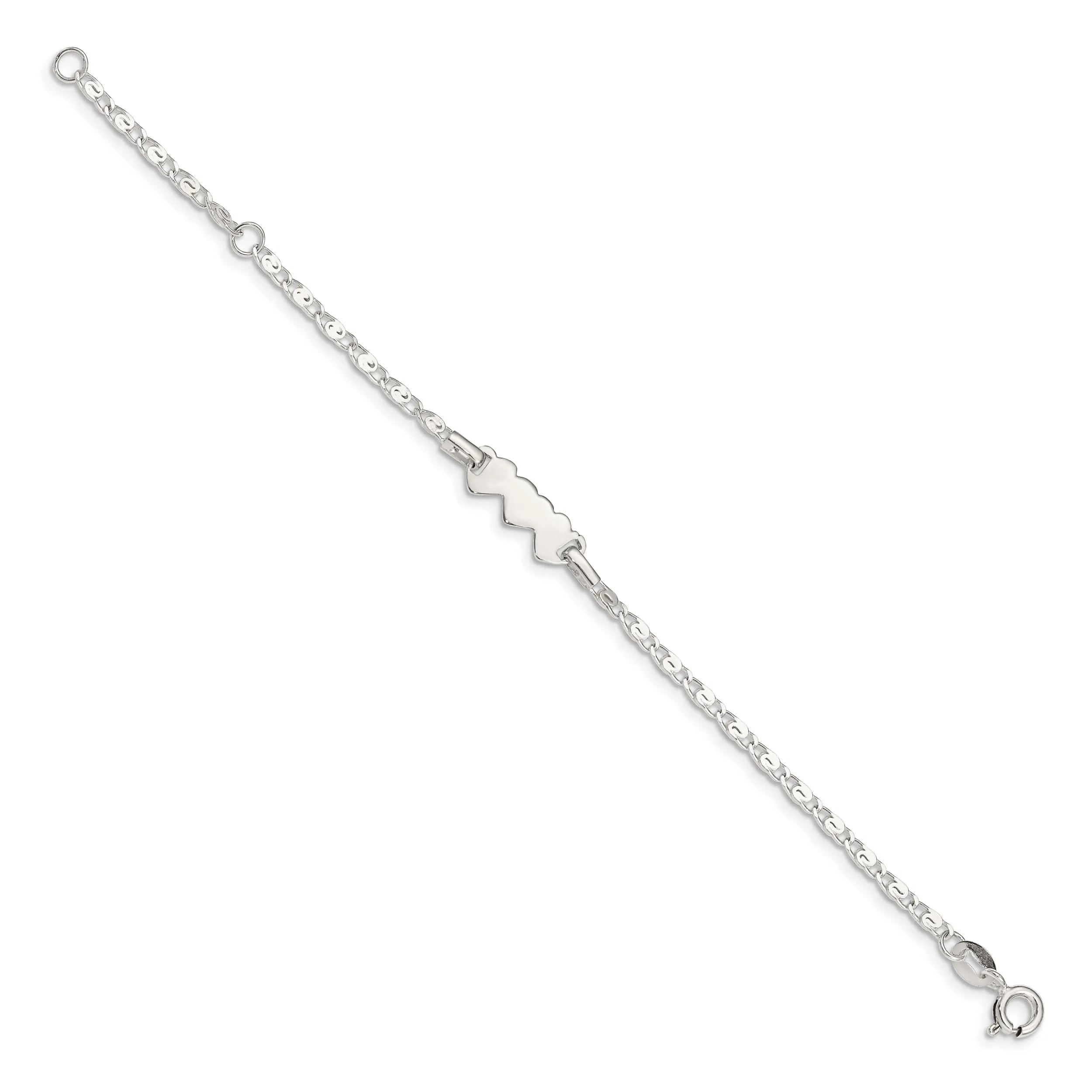 Silver Heart Baby Engraveable ID Bracelet