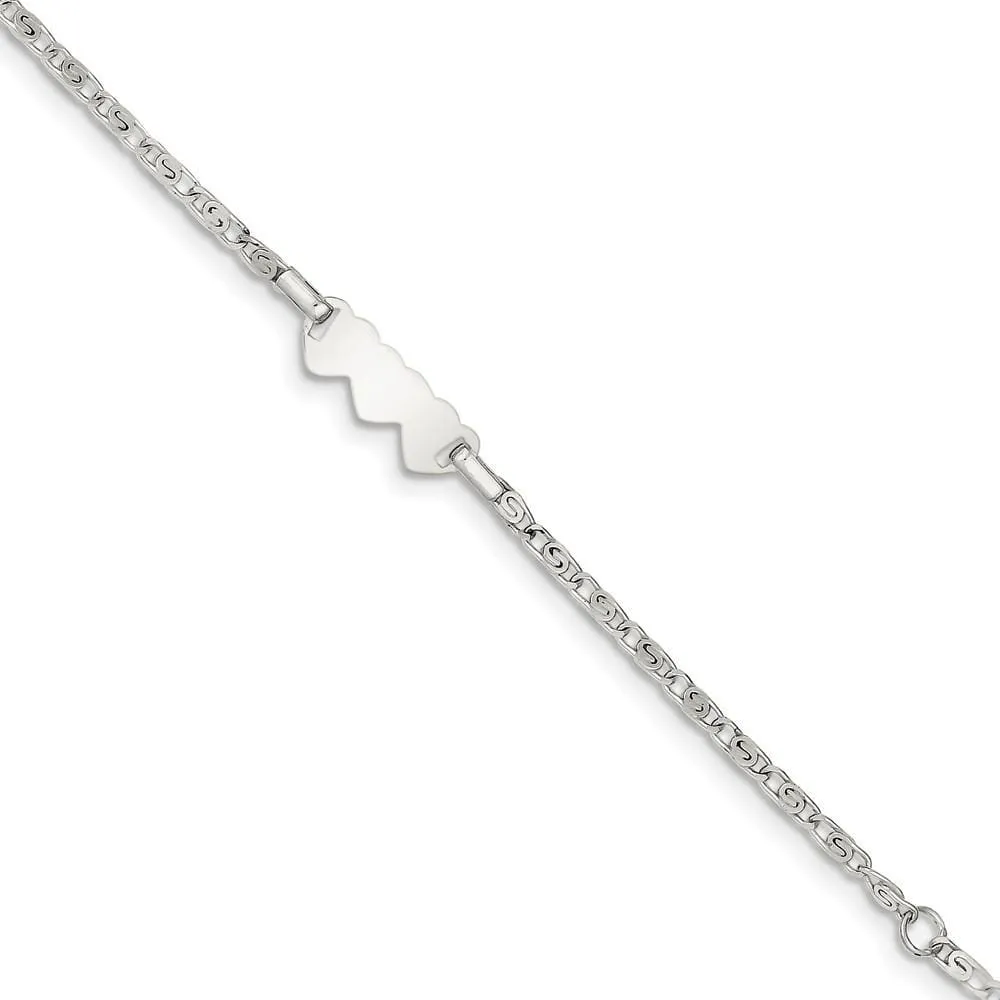 Silver Heart Baby Engraveable ID Bracelet