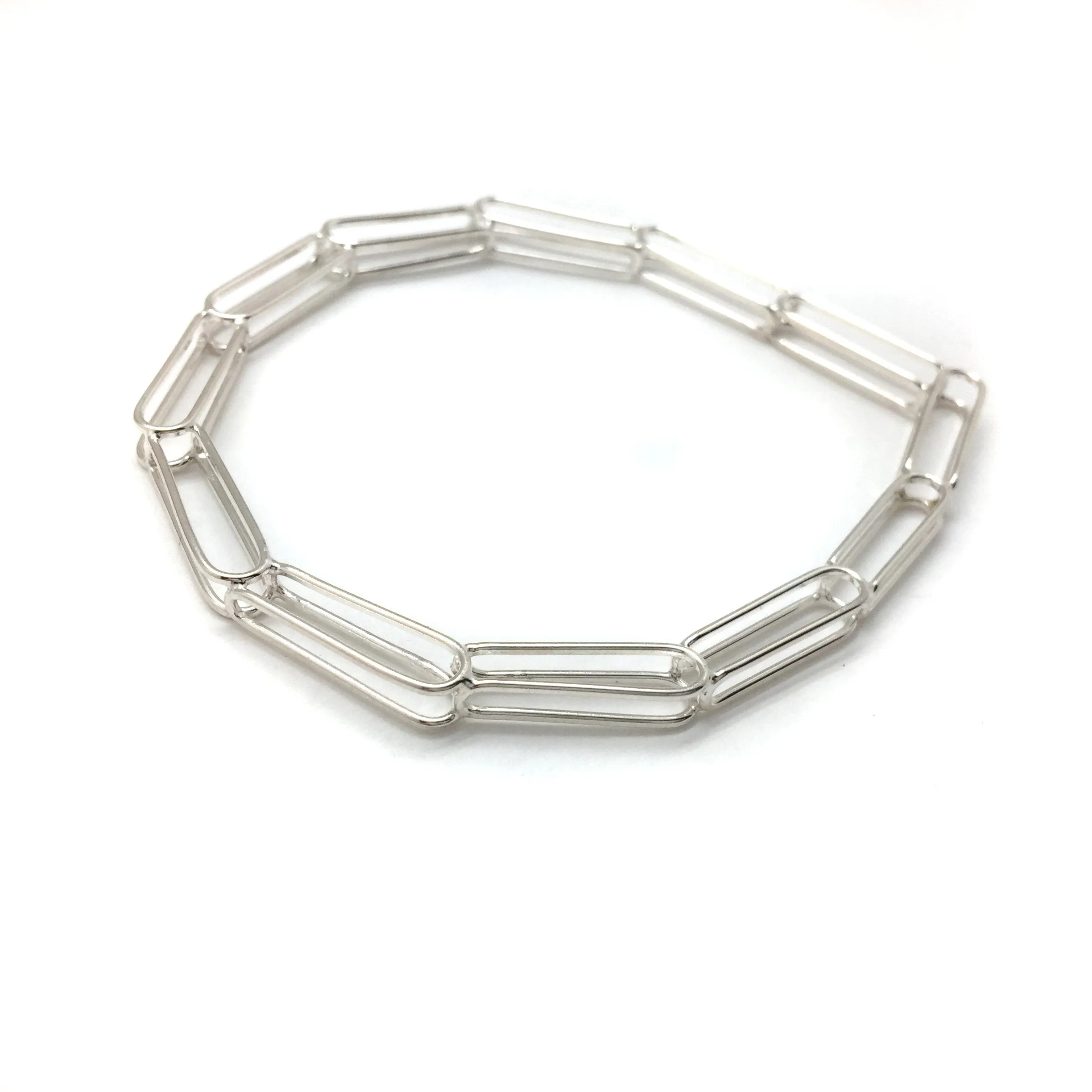 Silver Link Point Bangle