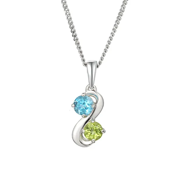 Silver Peridot & Blue Topaz Pendant