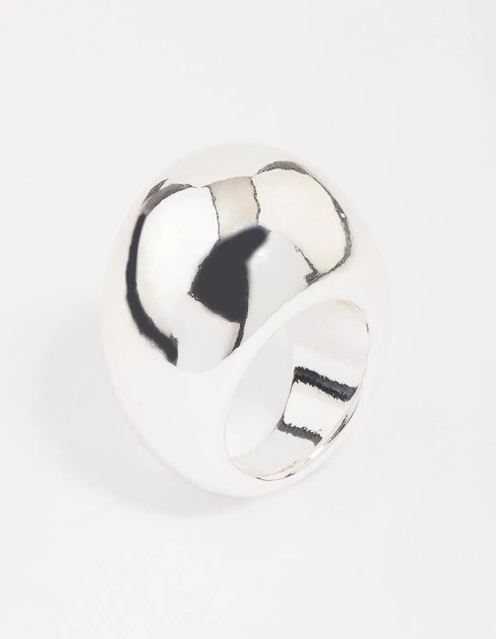 Silver Plated Smooth Round Dome Ring