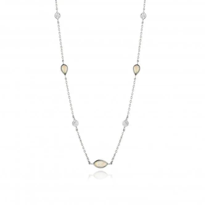 Silver Rhodium Plated Opal Colour Necklace N014-04H