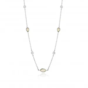 Silver Rhodium Plated Opal Colour Necklace N014-04H