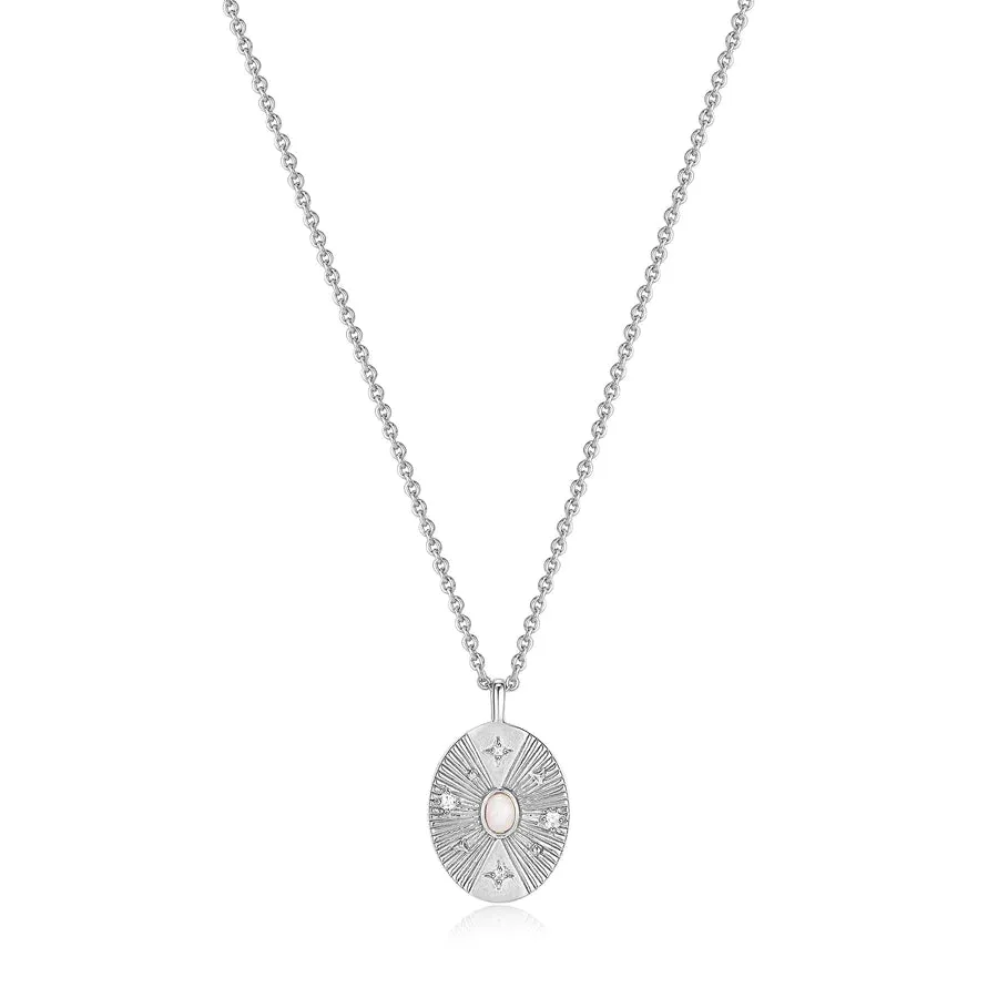 Silver Scattered Stars Kyoto Opal Disc Necklace in Sterling Silver