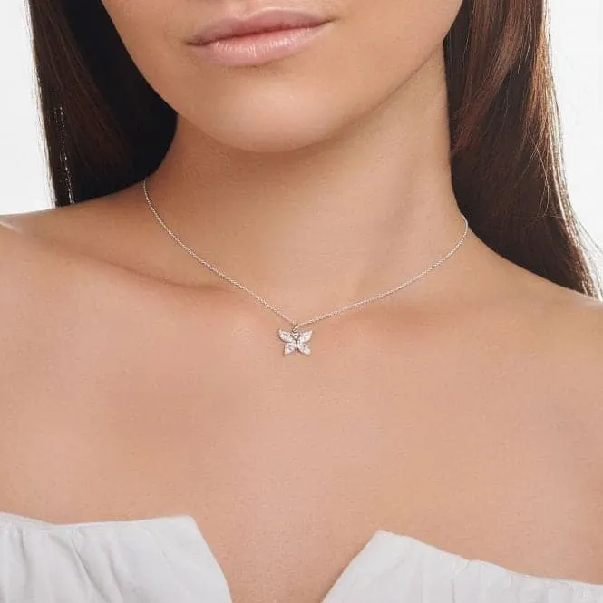 Silver Zirconia White Butterfly Necklace KE2102-051-14-L45V