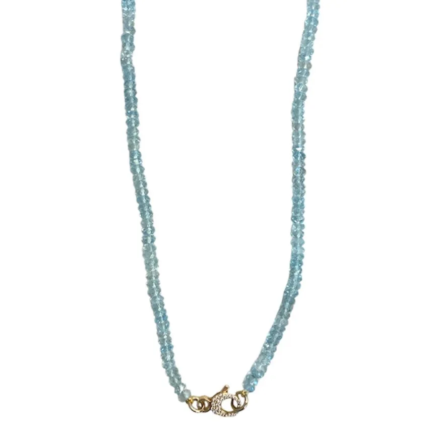 Sky Blue Topaz & Diamond Clasp Necklace