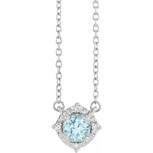 Sky Blue Topaz Necklace with Diamond Halo