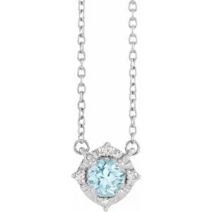 Sky Blue Topaz Necklace with Diamond Halo