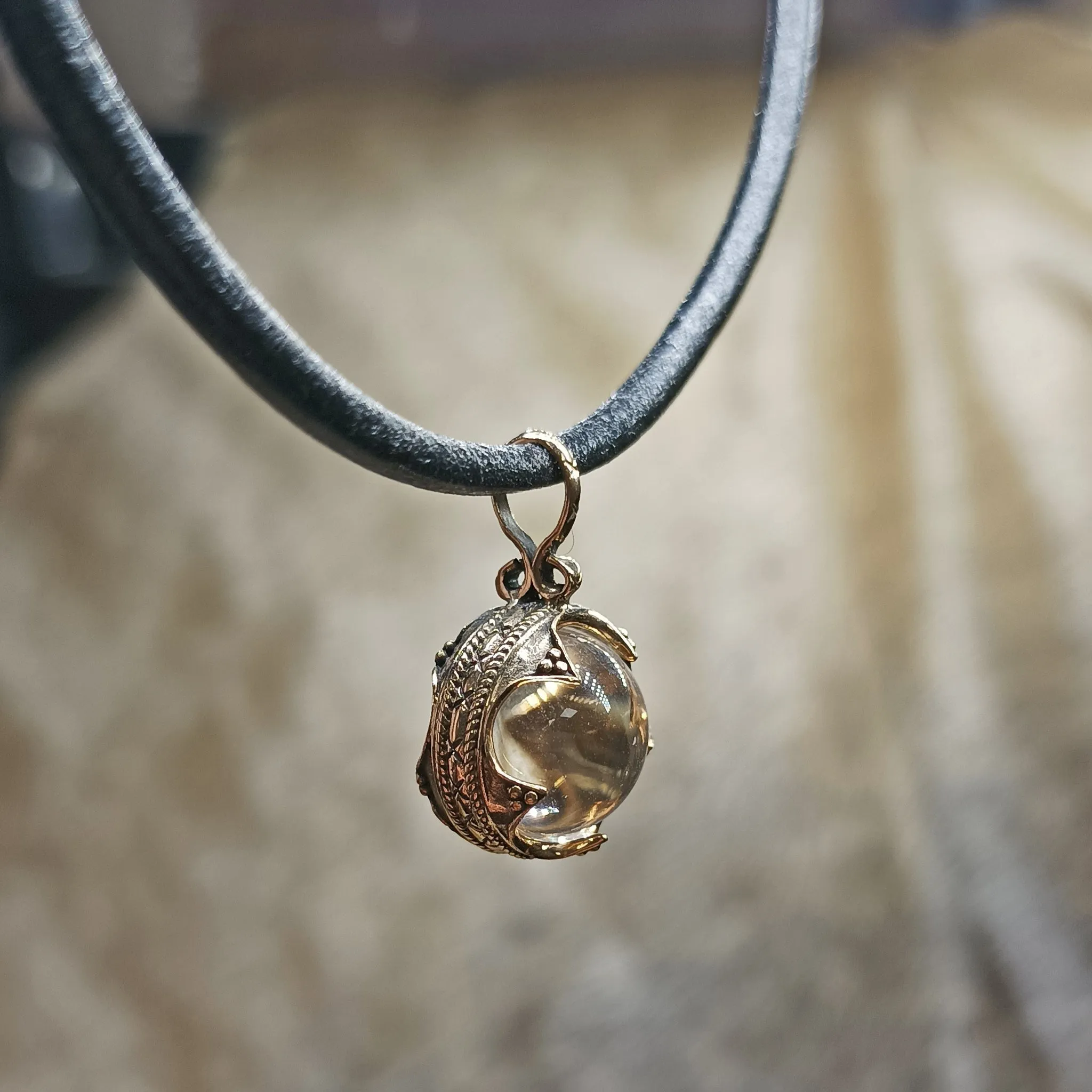 Small Bronze Gotland Crystal Ball Pendant