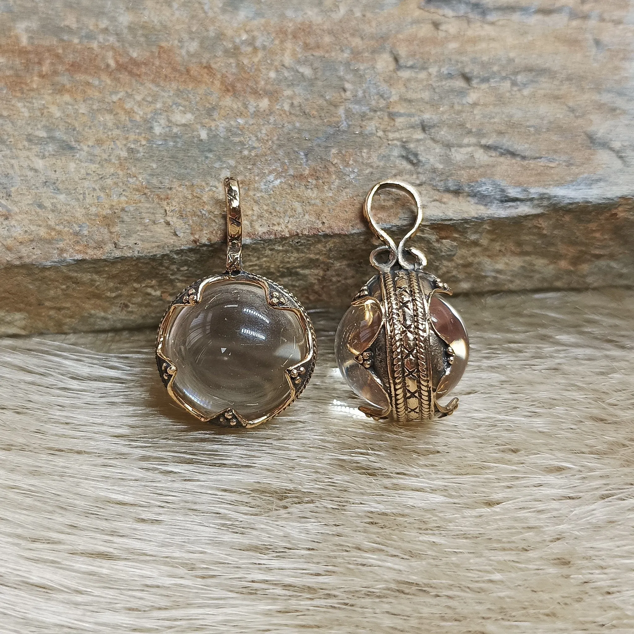 Small Bronze Gotland Crystal Ball Pendant