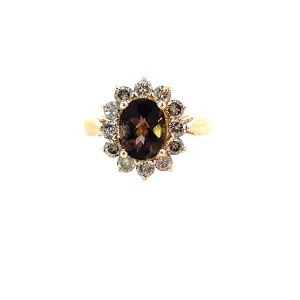 Smoky Quartz  Floral Halo Ring