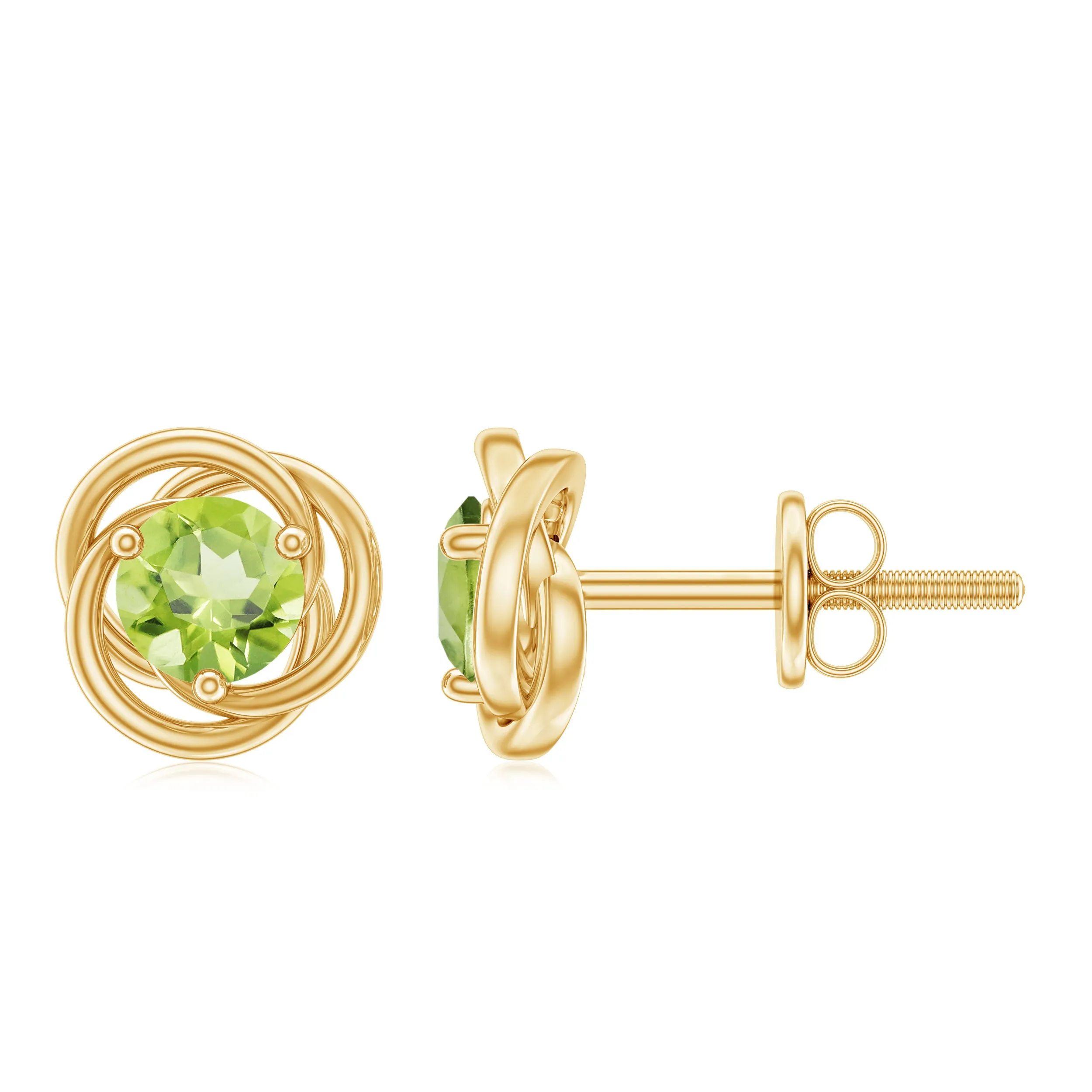 Solitaire Peridot Swirl Stud Earrings