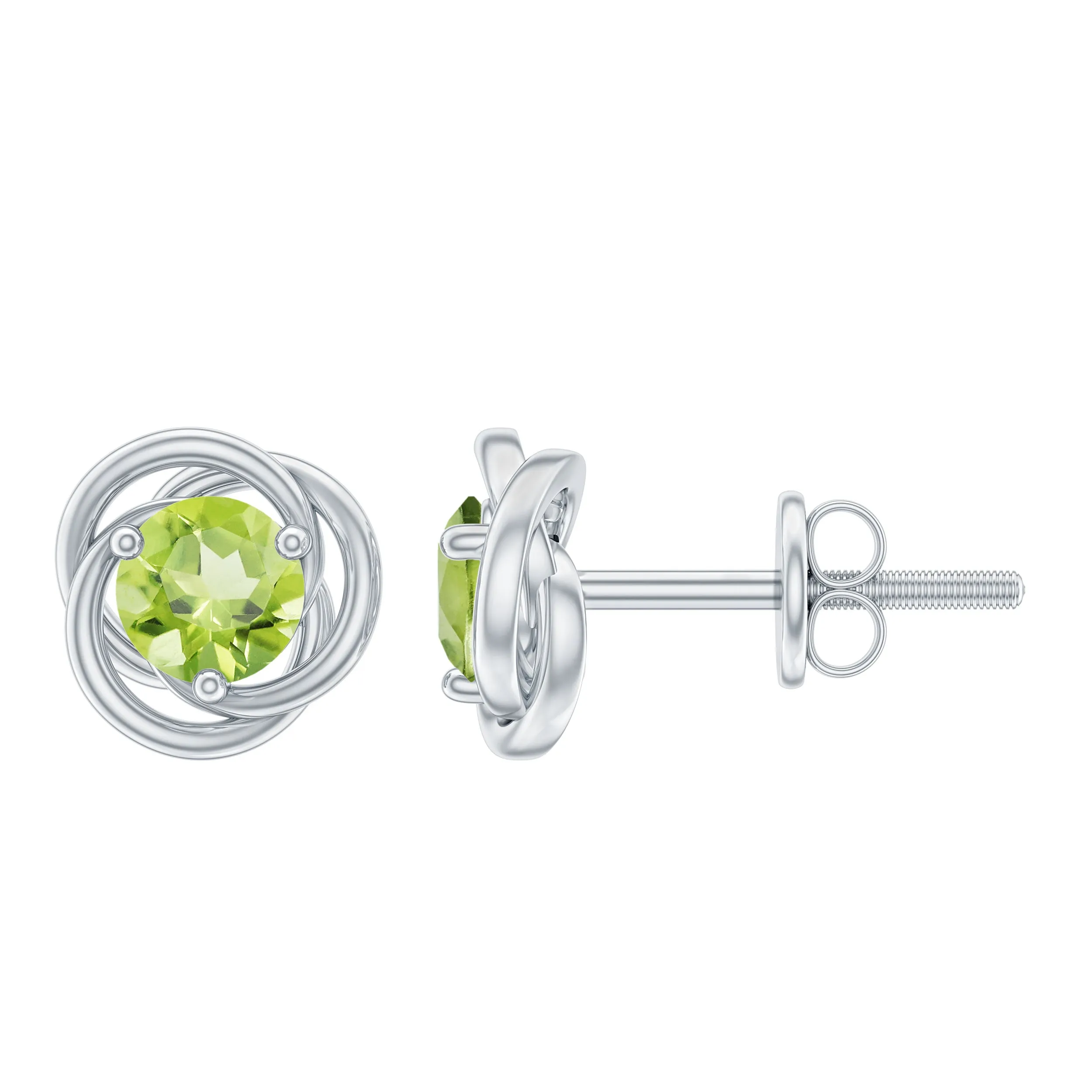 Solitaire Peridot Swirl Stud Earrings