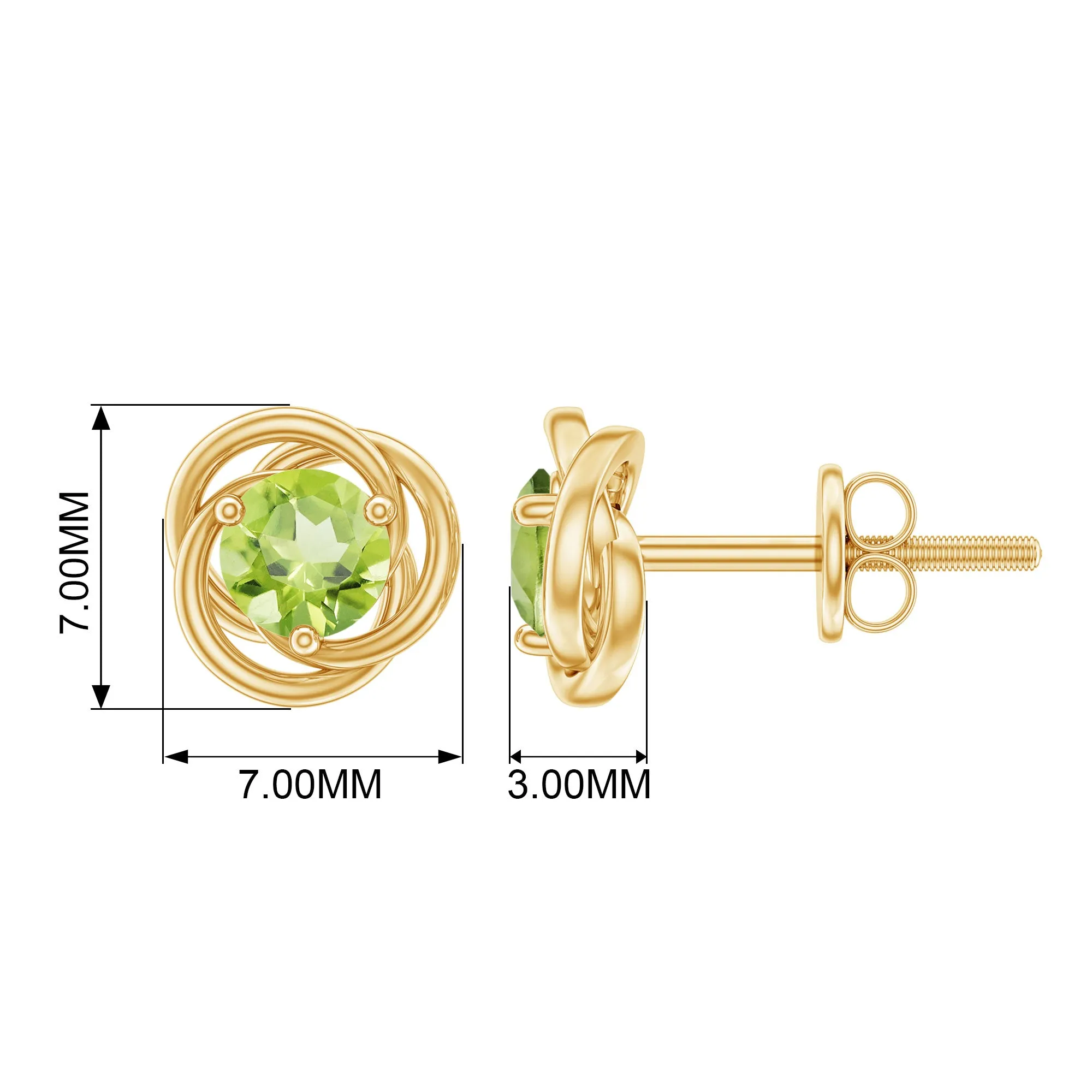 Solitaire Peridot Swirl Stud Earrings