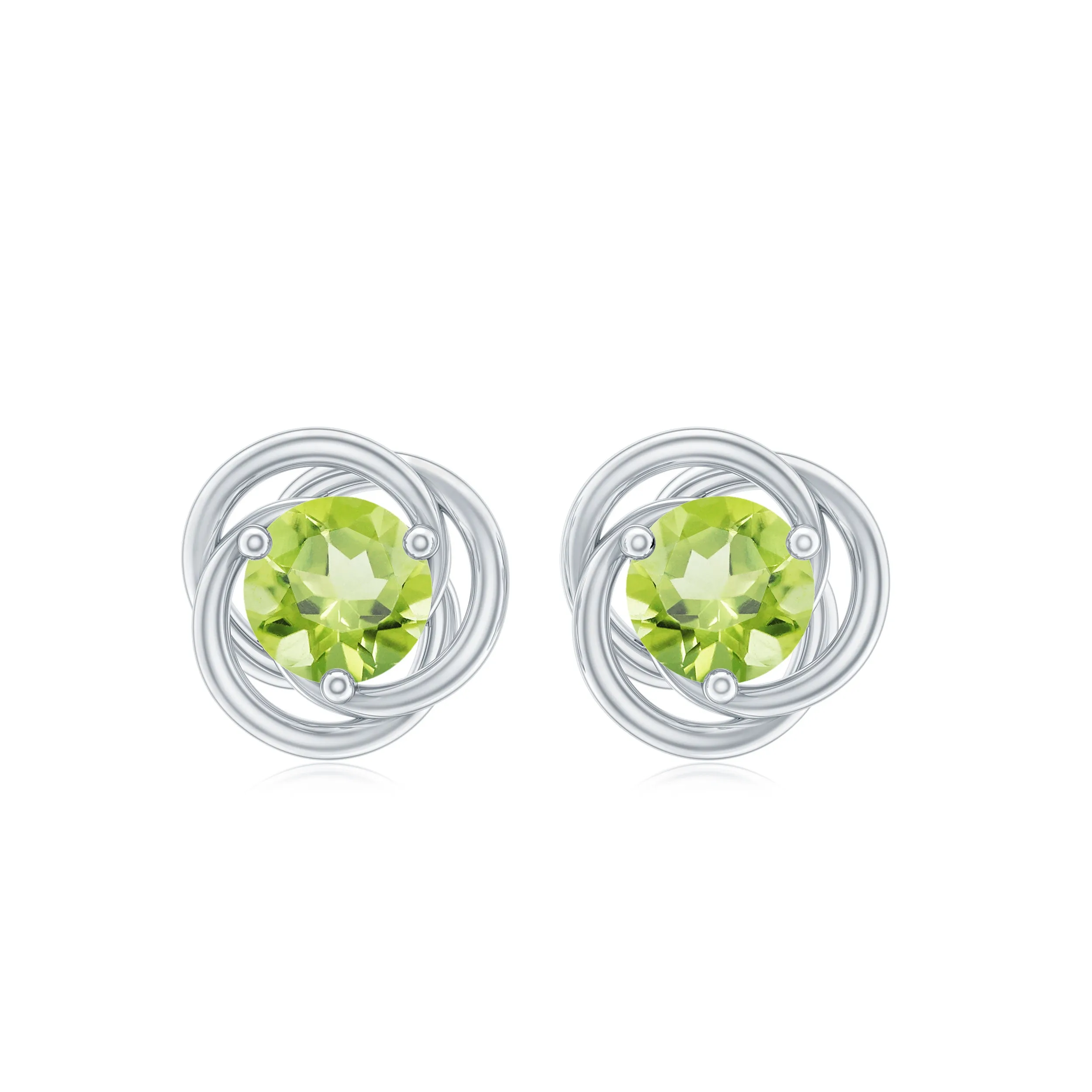 Solitaire Peridot Swirl Stud Earrings