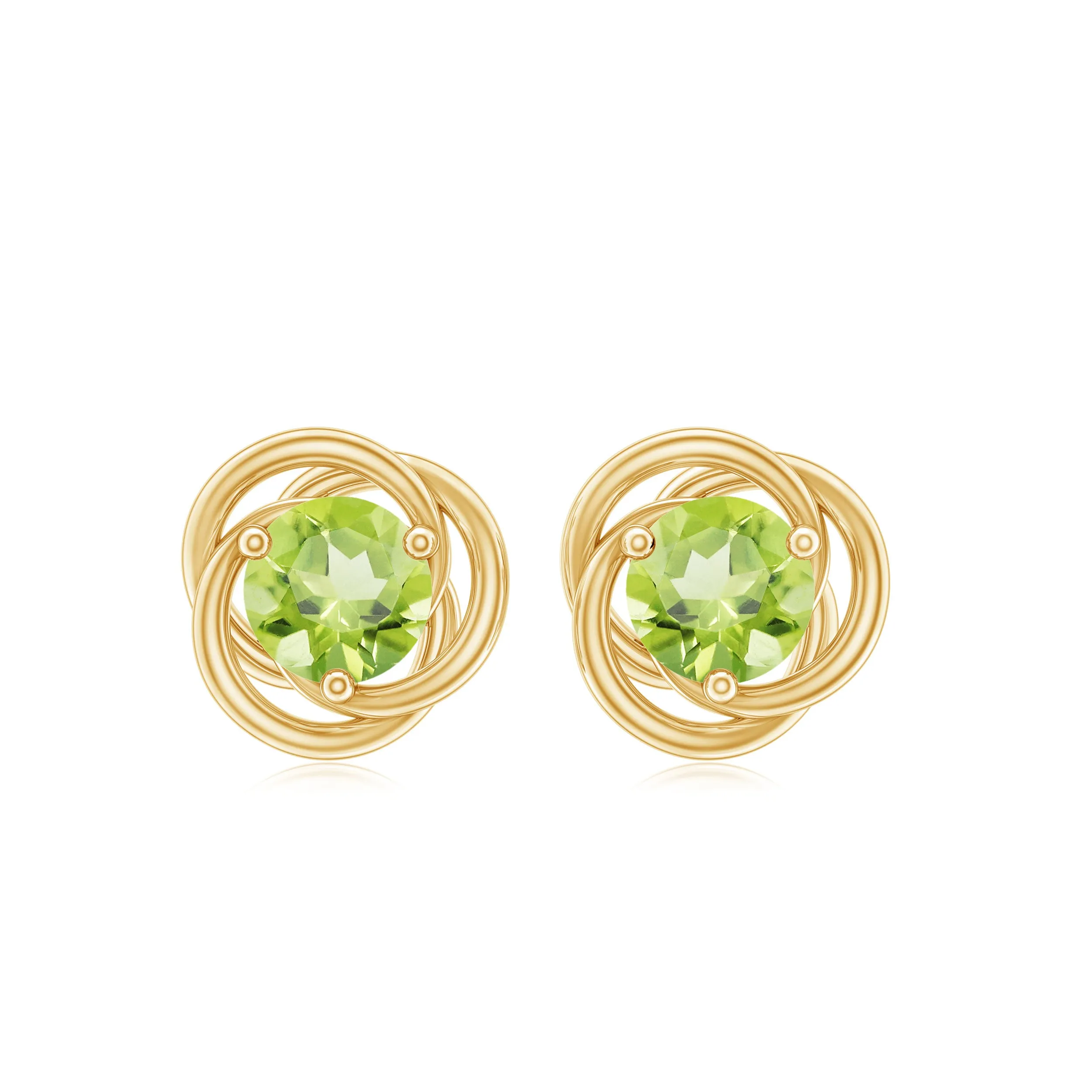 Solitaire Peridot Swirl Stud Earrings