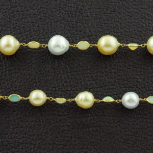 South Sea & Golden Pearl Necklace with Opals