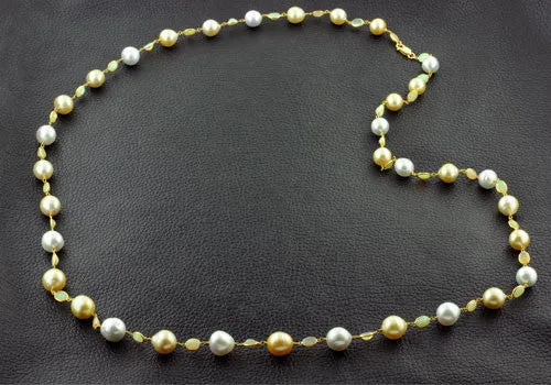 South Sea & Golden Pearl Necklace with Opals