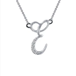 SS Sim Dia Initial E Necklace