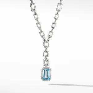 Stax Drop Pendant Necklace with Blue Topaz and Diamonds