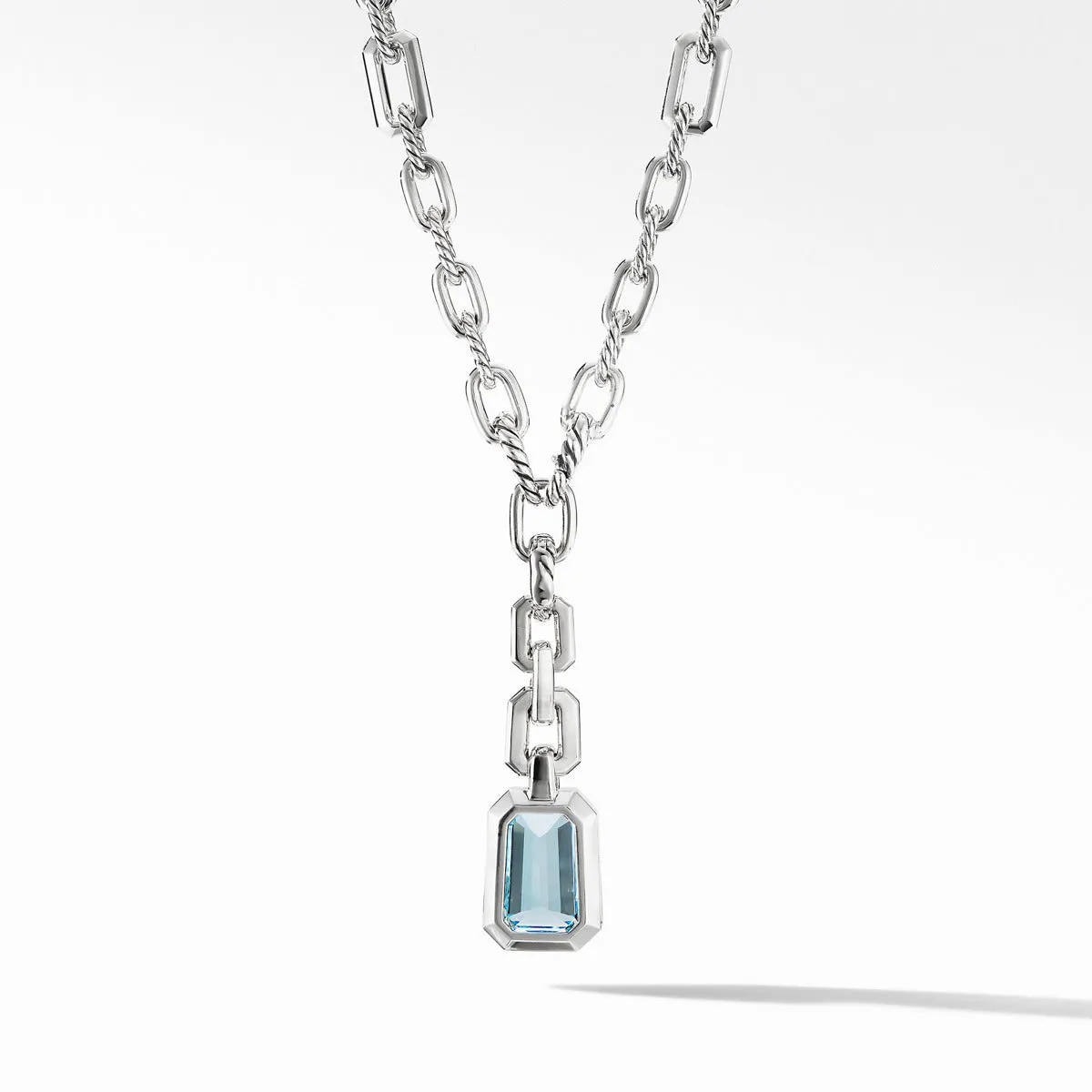 Stax Drop Pendant Necklace with Blue Topaz and Diamonds