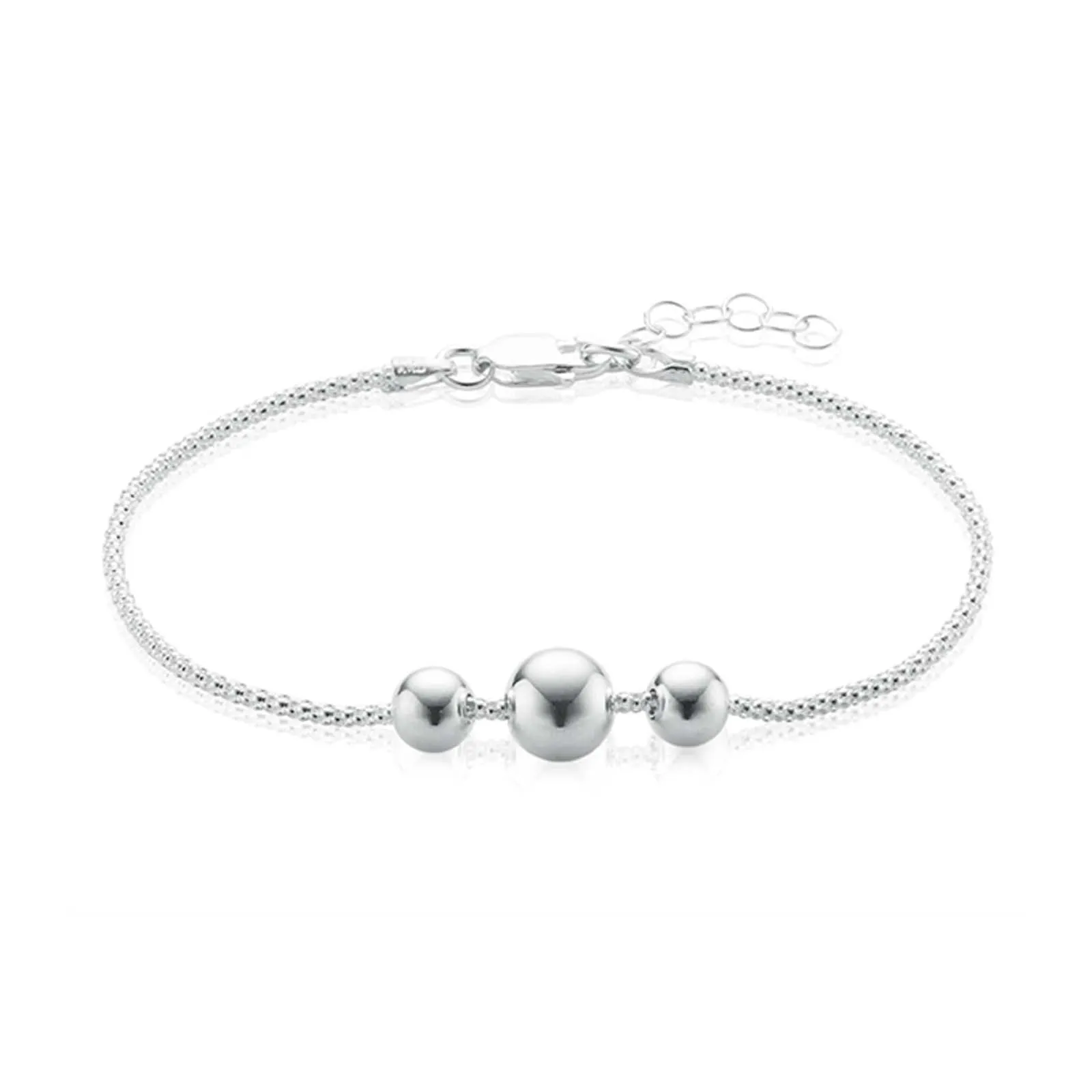 Sterling Silver 17-19cm Polished Ball Bracelet