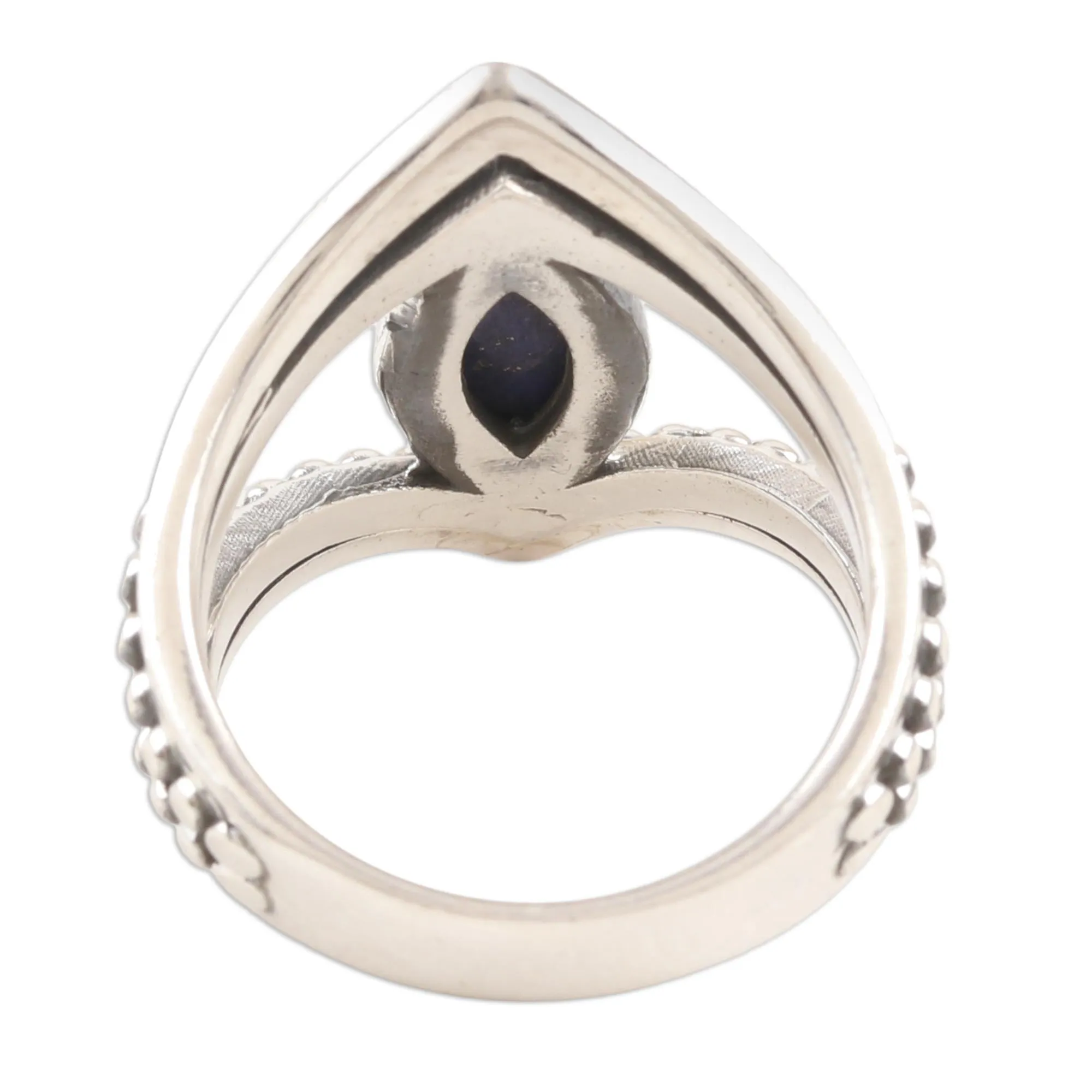 Sterling Silver and Lapis Lazuli Cocktail Ring - Lapis Eye | NOVICA