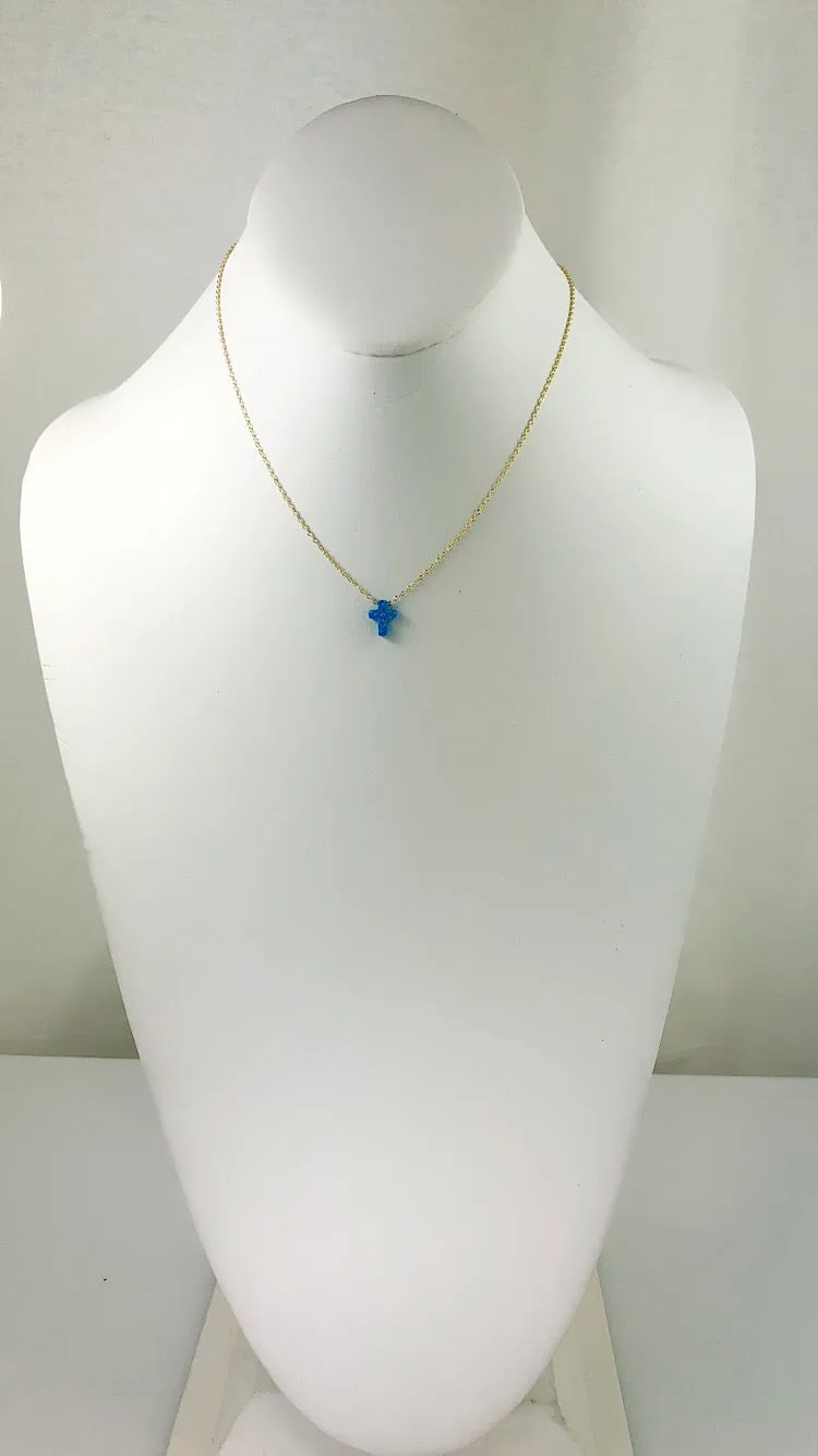 Sterling Silver Blue Moon Cross Opal Necklace